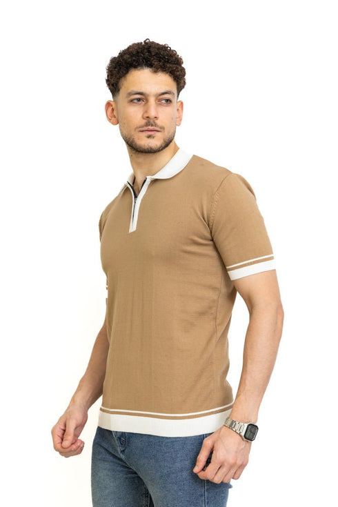 Latte F - Zipper Polo Neck Pullover - Khotwh