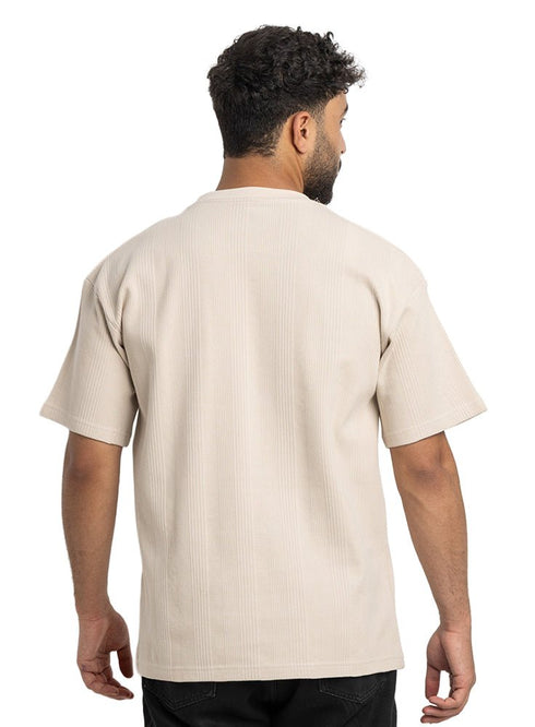 Latte Jacquard - Over Size Round T-Shirt - Khotwh