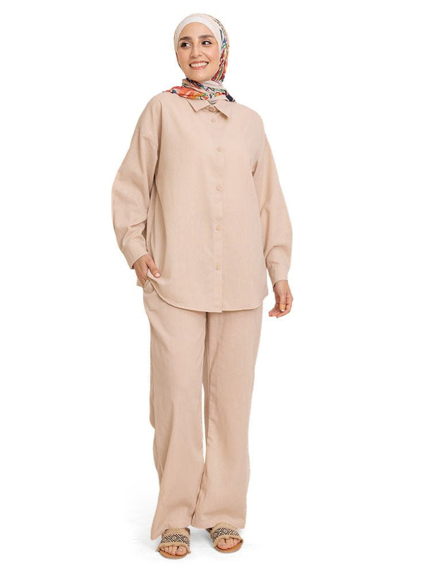 Latte Linen Suit - Khotwh