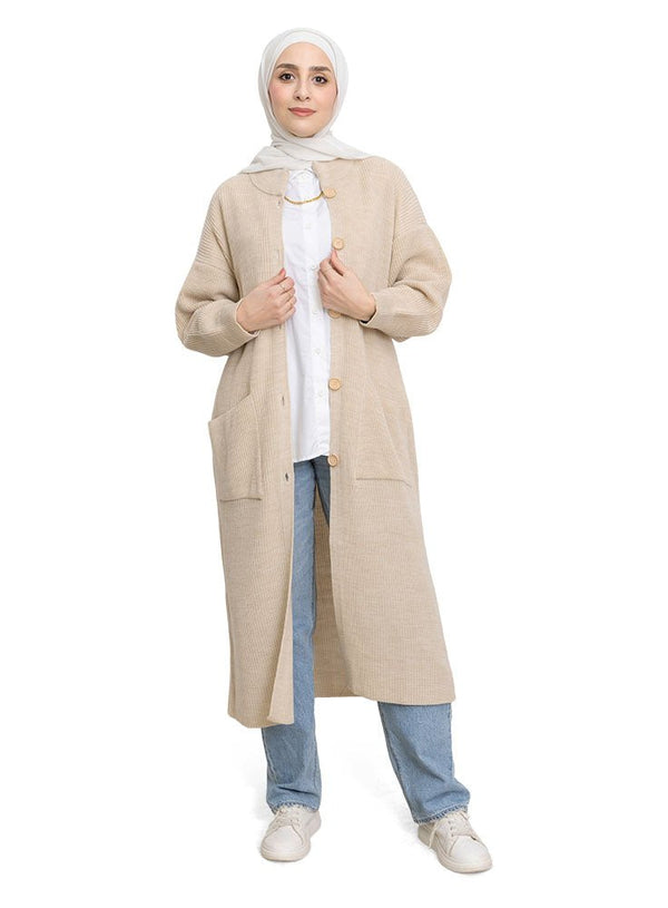 Latte Long buttons Cardigan - Khotwh