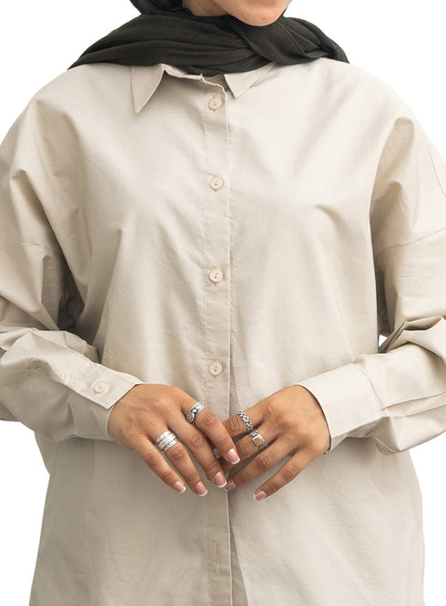 Latte Over Size Oxford Shirt - Khotwh