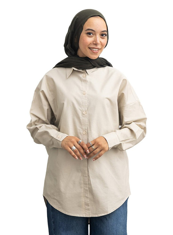 Latte Over Size Oxford Shirt - Khotwh