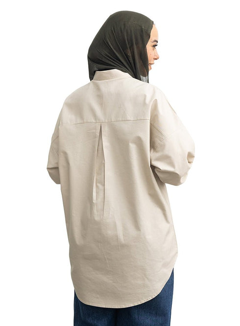 Latte Over Size Oxford Shirt - Khotwh
