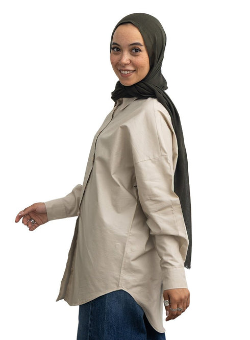 Latte Over Size Oxford Shirt - Khotwh