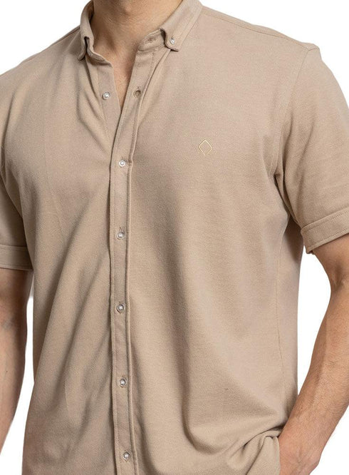 Latte Pique Half - Shirt - Khotwh