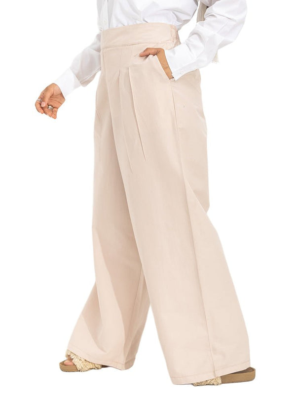 Latte Poplin Wide Leg Pants - Khotwh
