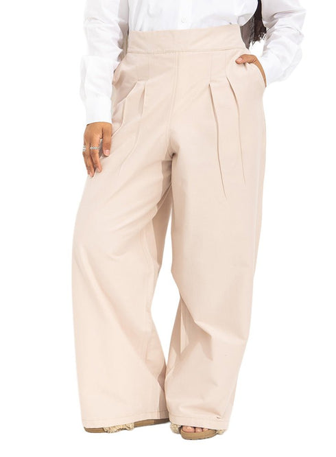 Latte Poplin Wide Leg Pants - Khotwh