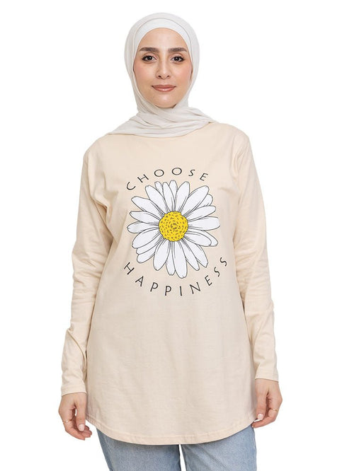Latte Printed Long - Sleeve Design 10 - Khotwh