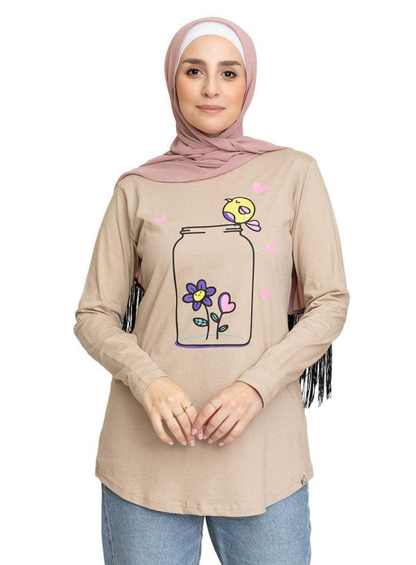 Latte Printed Long - Sleeve Design 2 - Khotwh