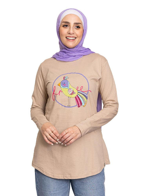 Latte Printed Long - Sleeve Design 38 - Khotwh