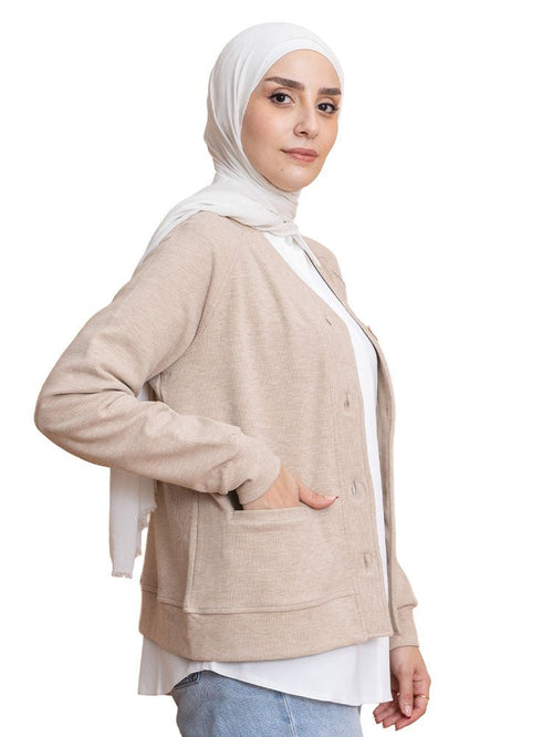 Latte RD - Button Sweater - Khotwh