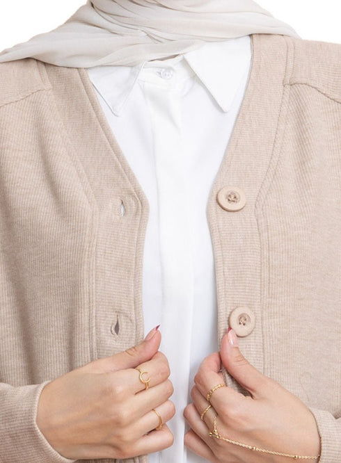 Latte RD - Button Sweater - Khotwh