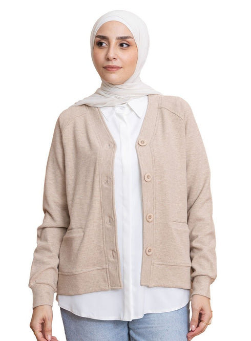 Latte RD - Button Sweater - Khotwh