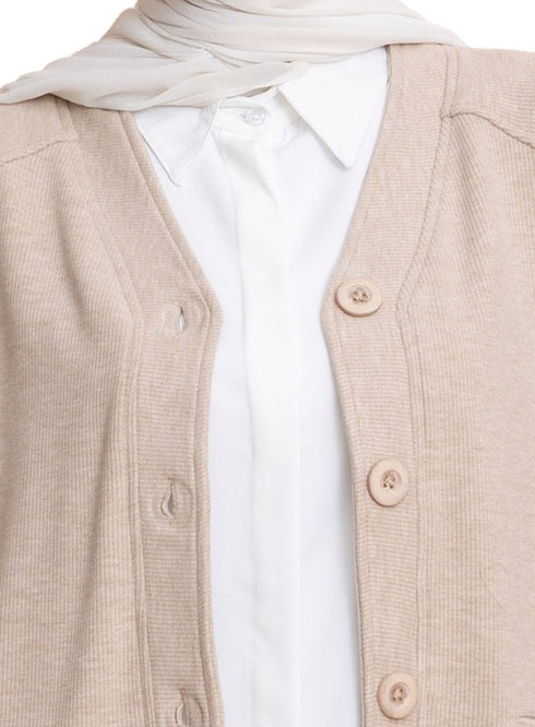 Latte RD - Button Sweater - Khotwh