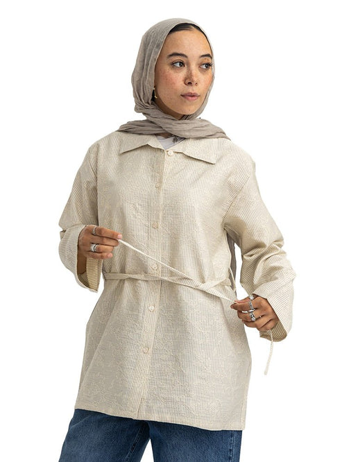 Latte RD- Jacquard Embroidered Shirt - Khotwh
