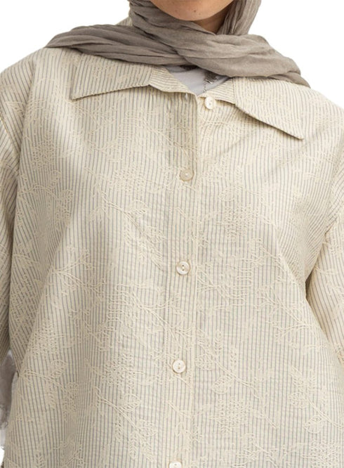 Latte RD- Jacquard Embroidered Shirt - Khotwh