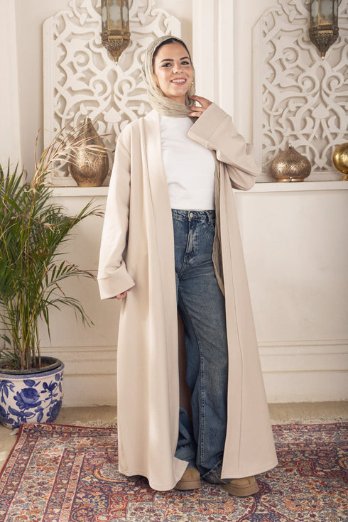 Latte Ribbed Long Cardigan - Khotwh
