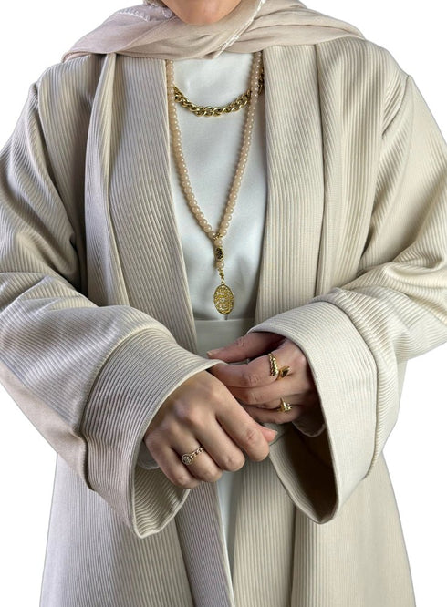 Latte Ribbed Long Cardigan - Khotwh