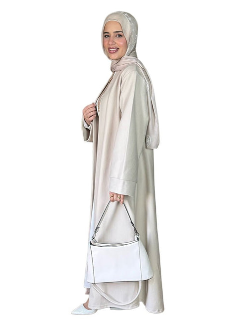 Latte Ribbed Long Cardigan - Khotwh