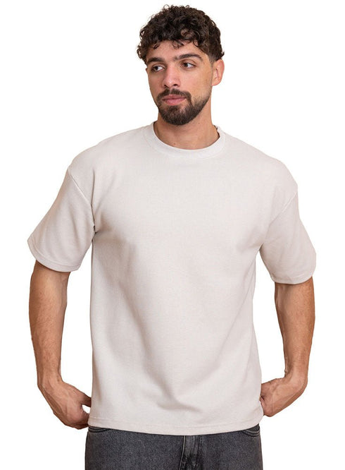 Latte Squares O.S Round T-Shirt - Khotwh