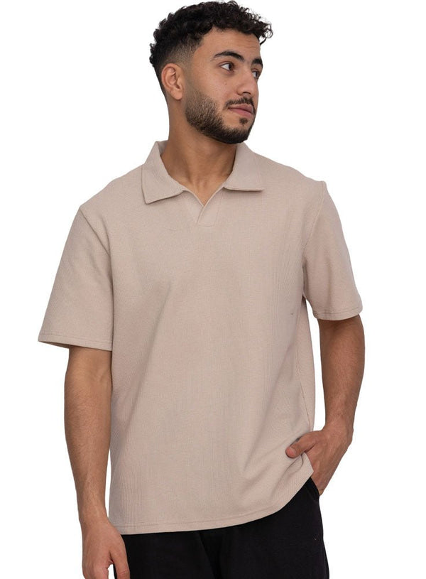 Latte Squares Polo Neck T-Shirt - Khotwh
