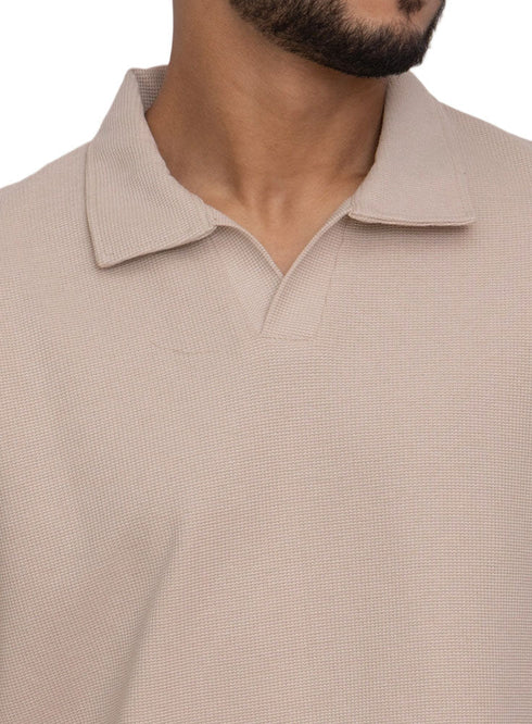 Latte Squares Polo Neck T-Shirt - Khotwh