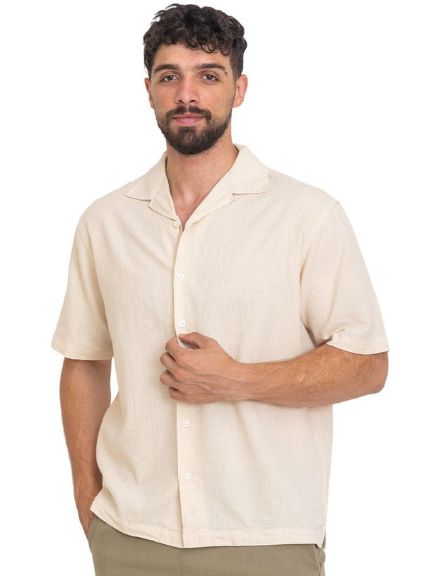 Latte Tennis Collar Linen Shirt - Khotwh