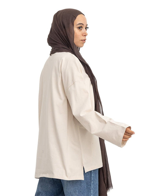 Latte V-Over Size Long-Sleeve - Khotwh