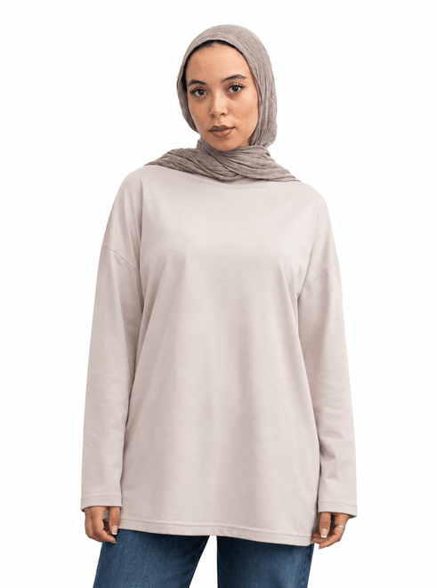Latte V-Over Size Long-Sleeve - Khotwh