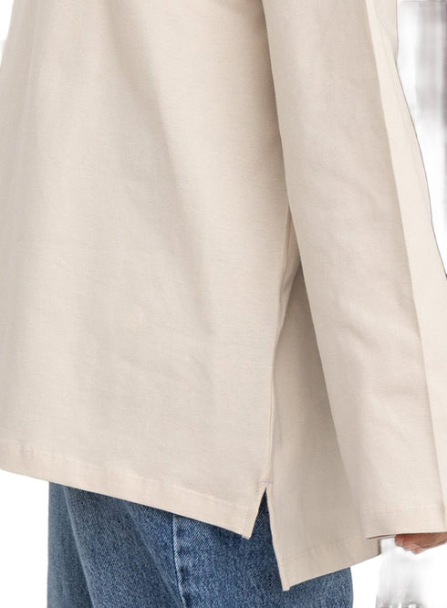 Latte V-Over Size Long-Sleeve - Khotwh
