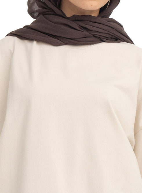 Latte V-Over Size Long-Sleeve - Khotwh
