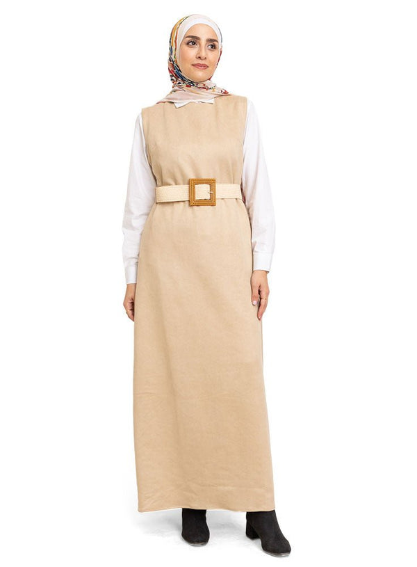Latte Winter Sleeveless Dress - Khotwh