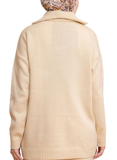 Latte Zipper knitted Suit - Khotwh