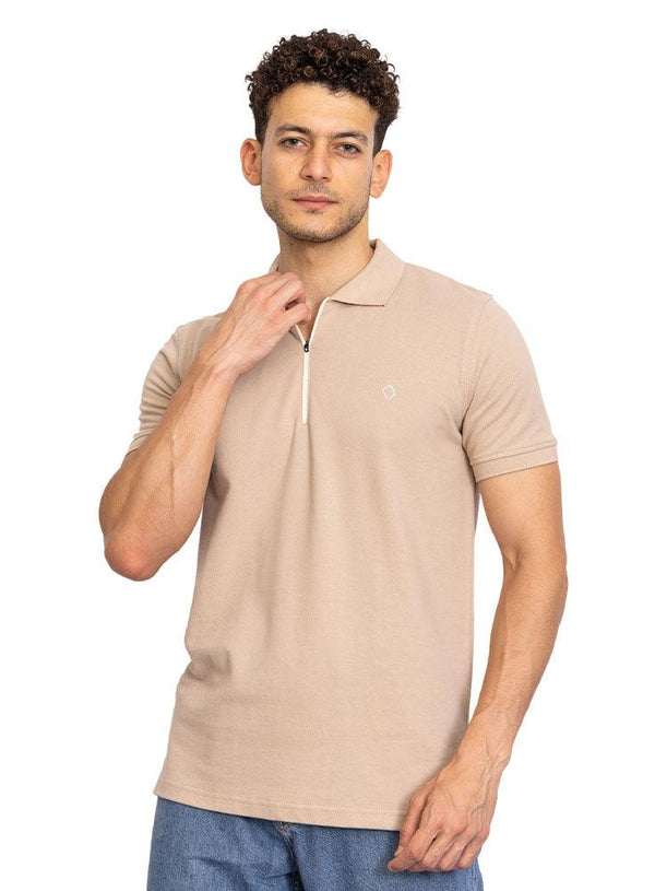 Latte Zipper Polo - Khotwh