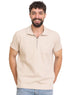 Latte Zipper Squares Polo Neck T-Shirt - Khotwh
