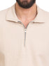 Latte Zipper Squares Polo Neck T-Shirt - Khotwh
