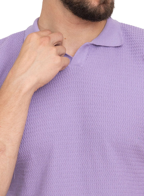 Lavander Zigzag F - S.Knit Polo T-shirt - Khotwh