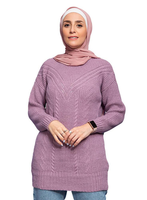 lavender plait pullover - Khotwh