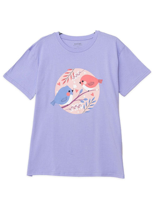 Lavender Printed O.S Short - Sleeve Design 3 - Khotwh