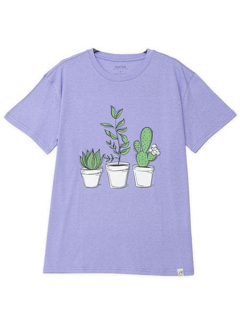 Lavender Printed O.S Short - Sleeve Design 9 - Khotwh