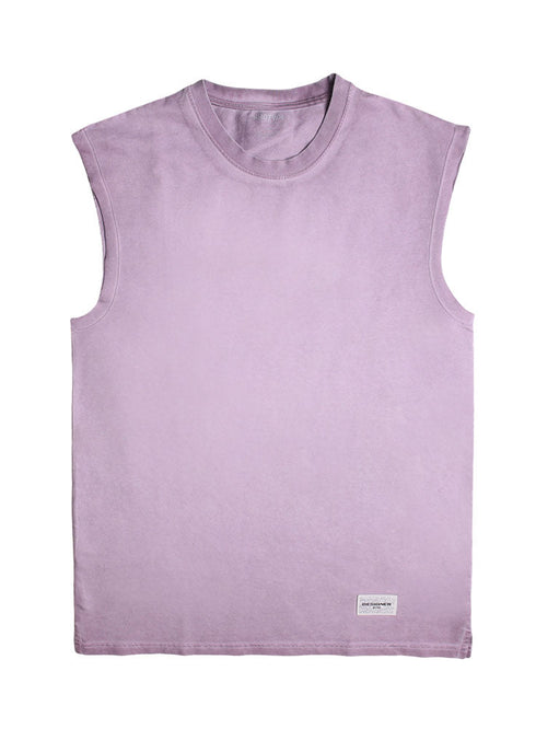 Lavender Washed Sleeveless T-Shirt - Khotwh