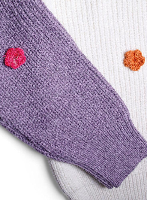 Lavender*Tan Flower Pullover - Khotwh