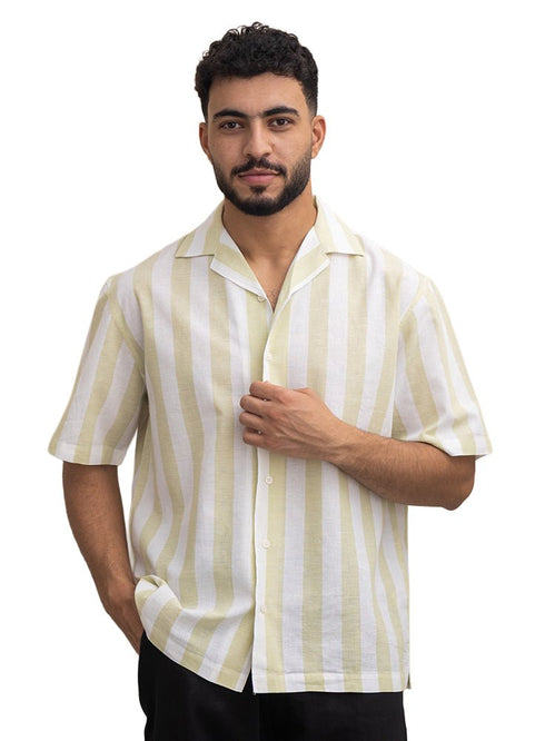 Lemon - Design 6 Striped Tennis Collar Shirt - Khotwh