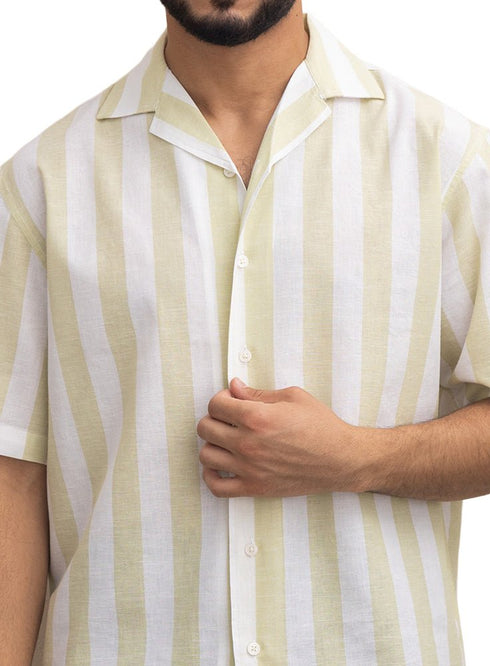 Lemon - Design 6 Striped Tennis Collar Shirt - Khotwh