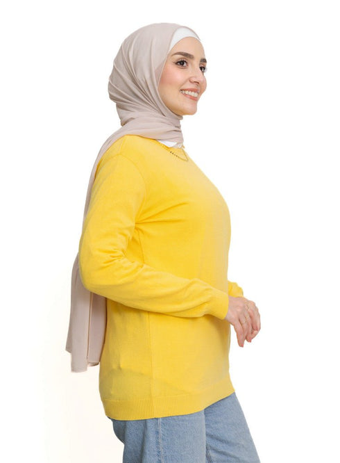 Lemon Verbana Round Knit Pullover - Khotwh