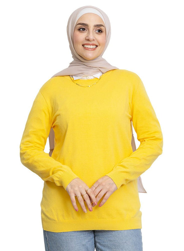 Lemon Verbana Round Knit Pullover - Khotwh