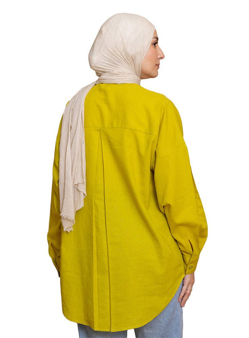 Lentil Pocket Over Size Linen Shirt - Khotwh