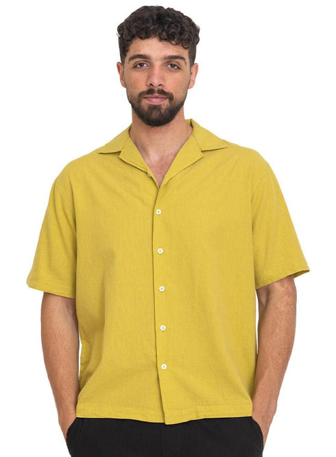 Lentil Tennis Collar Linen Shirt - Khotwh