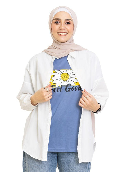 Light Jeans Printed O.S Short - Sleeve Design 13 - Khotwh
