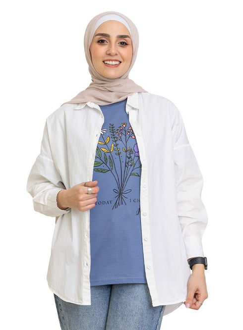 Light Jeans Printed O.S Short - Sleeve Design 17 - Khotwh